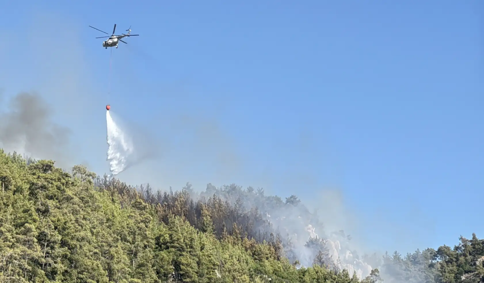 Milas'ta iki bölgede çıkan orman yangınlarından biri kontrol altına alındı