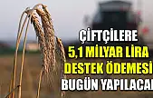 Çiftçilere 5,1 milyar lira destek ödemesi bugün yapılacak