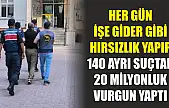 Her gün işe gider gibi hırsızlık yapıp, 140 ayrı suçtan 20 milyonluk vurgun yaptı