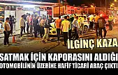 İlginç kaza: Satmak için kaporasını aldığı otomobilinin üzerine hafif ticari araç çıktı