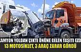 Kamyon yoldan çıktı önüne gelen taşıtı ezdi: 13 motosiklet, 3 araç zarar gördü