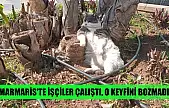 Marmaris'te işçiler çalıştı, o keyfini bozmadı