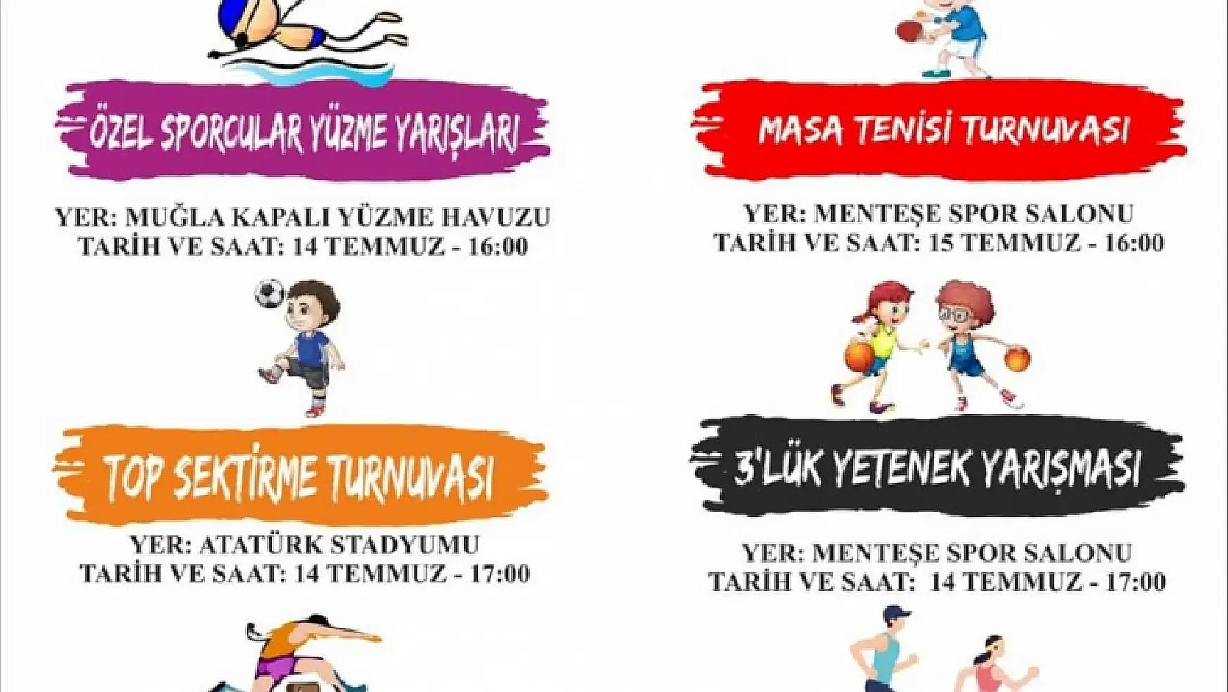Muğla'da 15 Temmuz'da 30 Spor Etkinliği Düzenlenecek