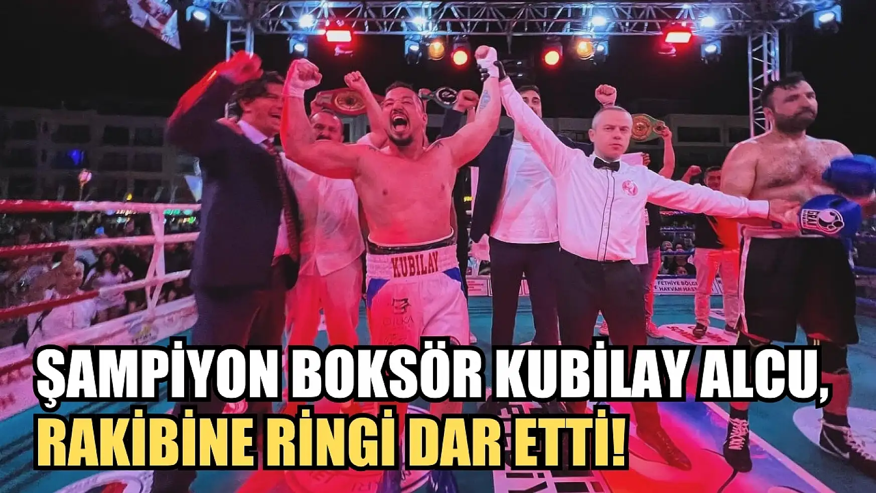 Şampiyon boksör Kubilay Alcu, rakibine ringi dar etti! Nakavt ile kazandı 