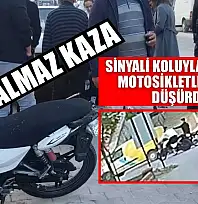 Akıl almaz kaza: Sinyali koluyla verince motosikletliyi yere düşürdü