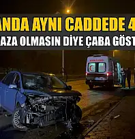 Aynı anda aynı caddede 4 kaza: Başka kaza olmasın diye çaba gösterdiler