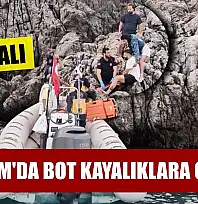 Bodrum'da bot kayalıklara çarptı: 4 yaralı