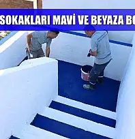 Bodrum sokakları mavi ve beyaza boyanıyor