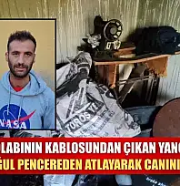 Buzdolabının kablosundan çıkan yangında anne ve oğul pencereden atlayarak canını kurtardı