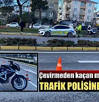 Çevirmeden kaçan motosikletli trafik polisine çarptı