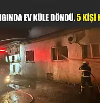 Çıkan yangında ev küle döndü, 5 kişi kurtuldu