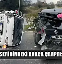 Emniyet şeridindeki araca çarptı: 2 yaralı