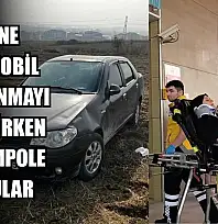 Eşine otomobil kullanmayı öğretirken şarampole uçtular