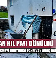 Faciadan kıl payı dönüldü: El frenini çekmeyi unutunca panelvan araç daireye daldı
