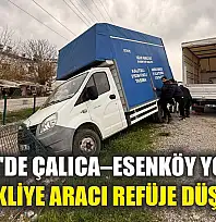 Fethiye'de Çalıca–Esenköy yolunda nakliye aracı refüje düştü