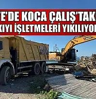 Fethiye'de Koca Çalış'taki kaçak kıyı işletmeleri yıkılıyor