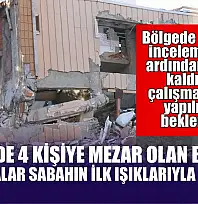 Gebze'de 4 kişiye mezar olan binada çalışmalar sabahın ilk ışıklarıyla başladı
