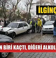 İlginç kaza, şoförün biri kaçtı, diğeri alkollü çıktı