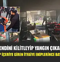 İşyerine kendini kilitleyip yangın çıkaran pideci, camları kırıp içeriye giren itfaiye ekiplerince baygın bulundu