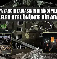 Kartalkaya yangın faciasının birinci yıldönümünde acılı aileler otel önünde bir araya geldi