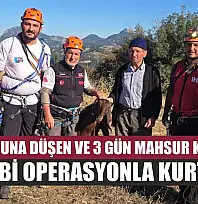 Kaya oyuğuna düşen ve 3 gün mahsur kalan keçi, film gibi operasyonla kurtarıldı