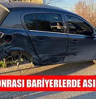 Kaza sonrası bariyerlerde asılı kaldı
