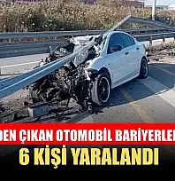 Kontrolden çıkan otomobil bariyerlere çarptı 6 kişi yaralandı