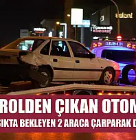 Kontrolden çıkan otomobil, kırmızı ışıkta bekleyen 2 araca çarparak durabildi