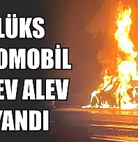 Lüks otomobil alev alev yandı