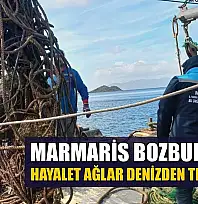 Marmaris Bozburun'da hayalet ağlar denizden temizlendi