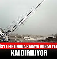 Marmaris'te fırtınada karaya vuran yelkenliler kaldırılıyor