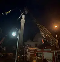 Marmaris'te fırtınada zarar gören minarede çalışma başlatıldı