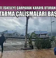 Marmaris'te iskeleye çarparak karaya oturan tekne için kurtarma çalışmaları başladı
