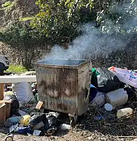 Menteşe'de çöp konteynerinde yangın paniği