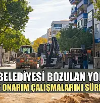 Milas Belediyesi bozulan yollarda bakım ve onarım çalışmalarını sürdürüyor