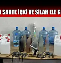 Milas'ta sahte içki ve silah ele geçirildi