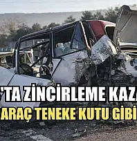 Milas'ta zincirleme kaza, Tofaş araç teneke kutu gibi ezildi