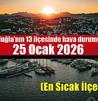 Muğla'nın 13 ilçesinde hava durumu 25 Ocak 2026 (En Sıcak İlçe Fethiye)