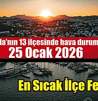 Muğla'nın 13 ilçesinde hava durumu 25 Ocak 2026
