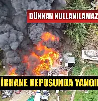 oto tamirhane deposunda yangın paniği: Dükkan kullanılamaz hale geldi