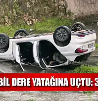 Otomobil dere yatağına uçtu: 3 yaralı