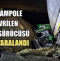 Şarampole devrilen tırın sürücüsü ağır yaralandı