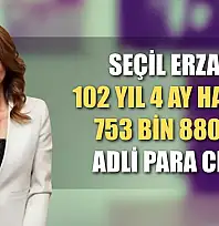 Seçil Erzan'a 102 yıl 4 ay hapis ile 753 bin 880 lira adli para cezası