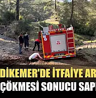 Seydikemer'de İtfaiye Aracı Dere Çökmesi Sonucu Saplandı