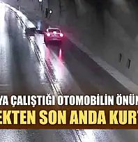 Sollamaya çalıştığı otomobilin önüne düştü, ezilmekten son anda kurtuldu