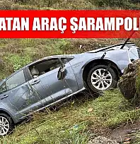 Takla atan araç şarampole uçtu