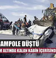 Tır şarampole düştü, sürücü kum altında kalan kabin içerisinde can verdi