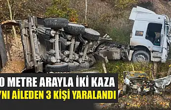 50 metre arayla iki kaza: Aynı aileden 3 kişi yaralandı