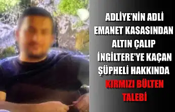 Adliye'nin adli emanet kasasından altın çalıp İngiltere'ye kaçan şüpheli hakkında kırmızı bülten talebi