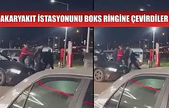Akaryakıt istasyonunu boks ringine çevirdiler